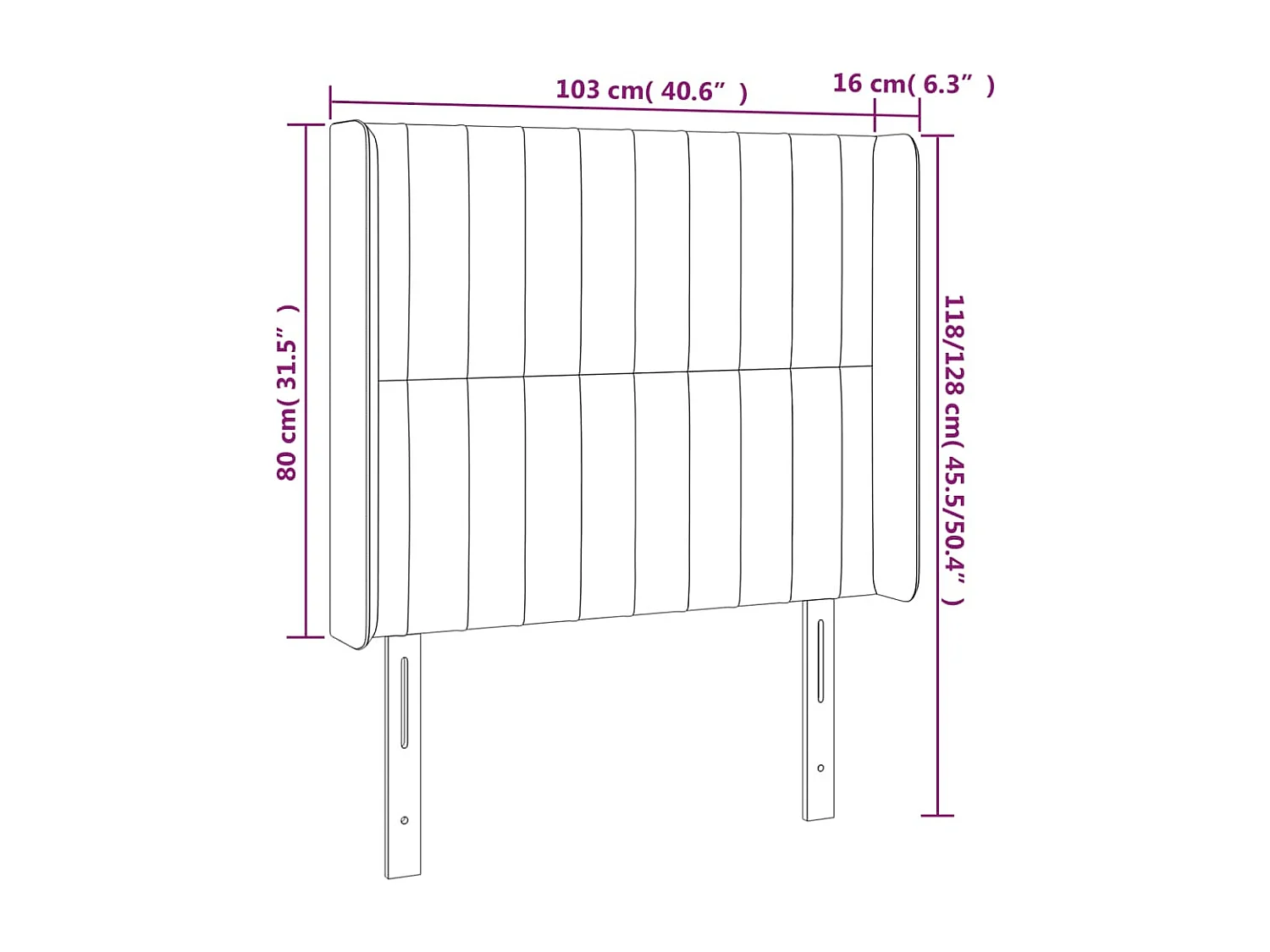 Tête de Lit | Panneau de tête pour lit Moderne à LED Bleu foncé 103x16x118/128 cm Velours