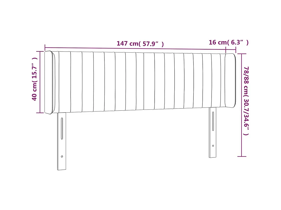 Mueble cabecero | Cabezal de cama | Cabecero con LED de tela gris taupe 147x16x78/88 cm
