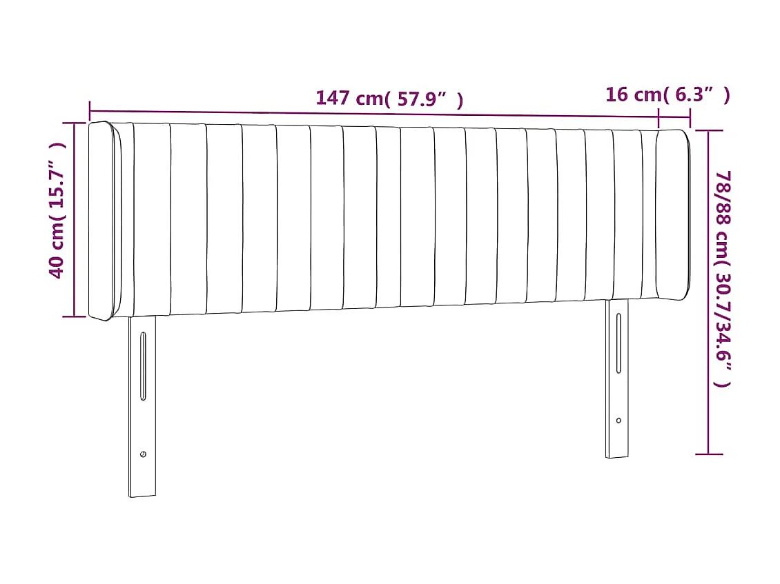 Mueble cabecero | Cabezal de cama | Cabecero con LED de tela gris taupe 147x16x78/88 cm