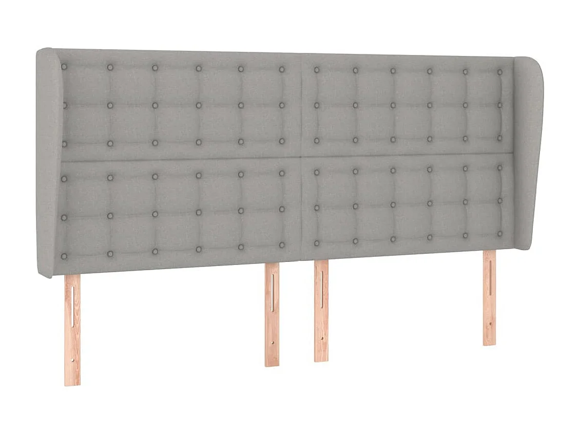 Cabecero | Cabezal de Cama | Mueble cabecero con orejas de tela gris claro 183x23x118/128 cm