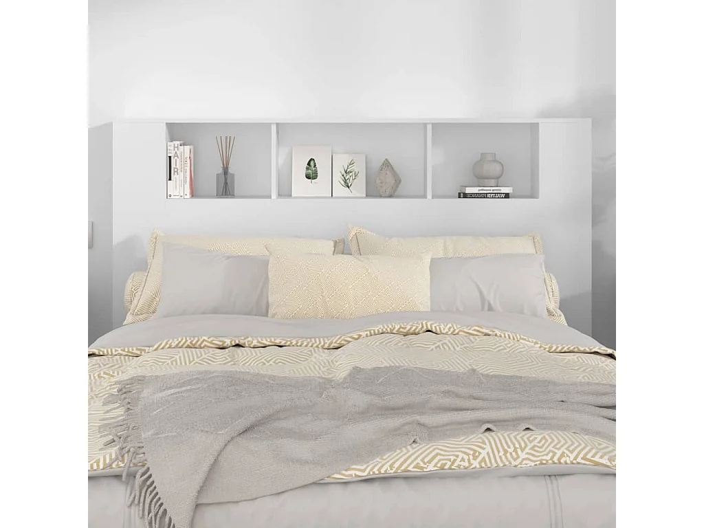 Tête de Lit avec rangement | Armoire de tête de lit Blanc 160x18,5x104,5 cm