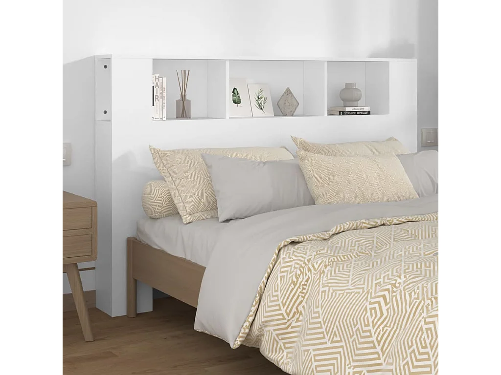 Tête de Lit avec rangement | Armoire de tête de lit Blanc 160x18,5x104,5 cm