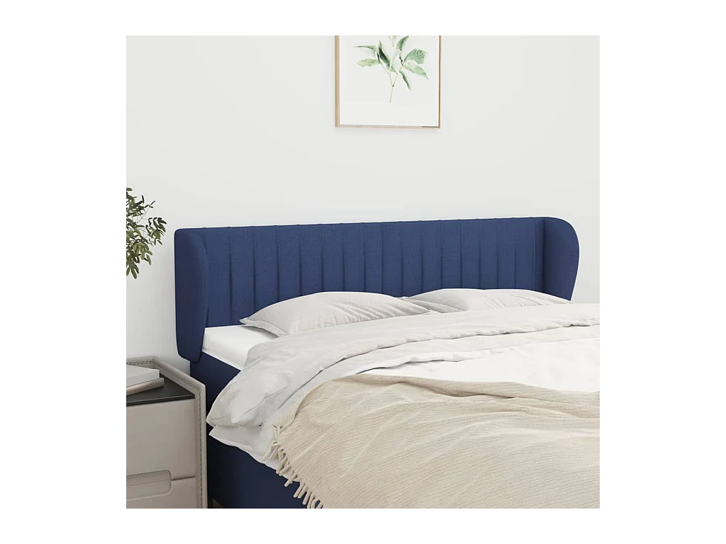 Tête de Lit | Panneau de tête pour lit Moderne avec oreilles Bleu 147x23x78/88 cm Tissu