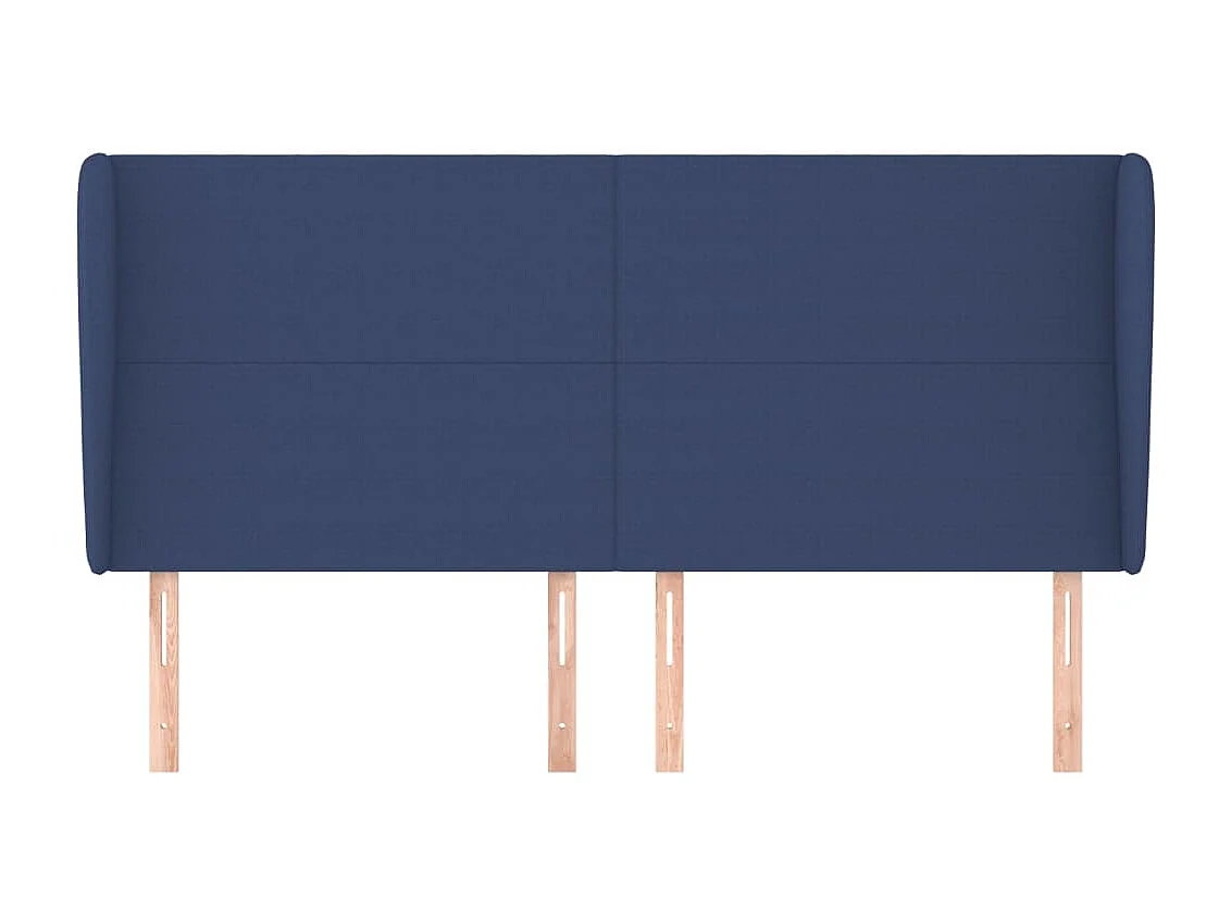 Tête de Lit | Panneau de tête pour lit Moderne avec oreilles Bleu 183x23x118/128 cm Tissu