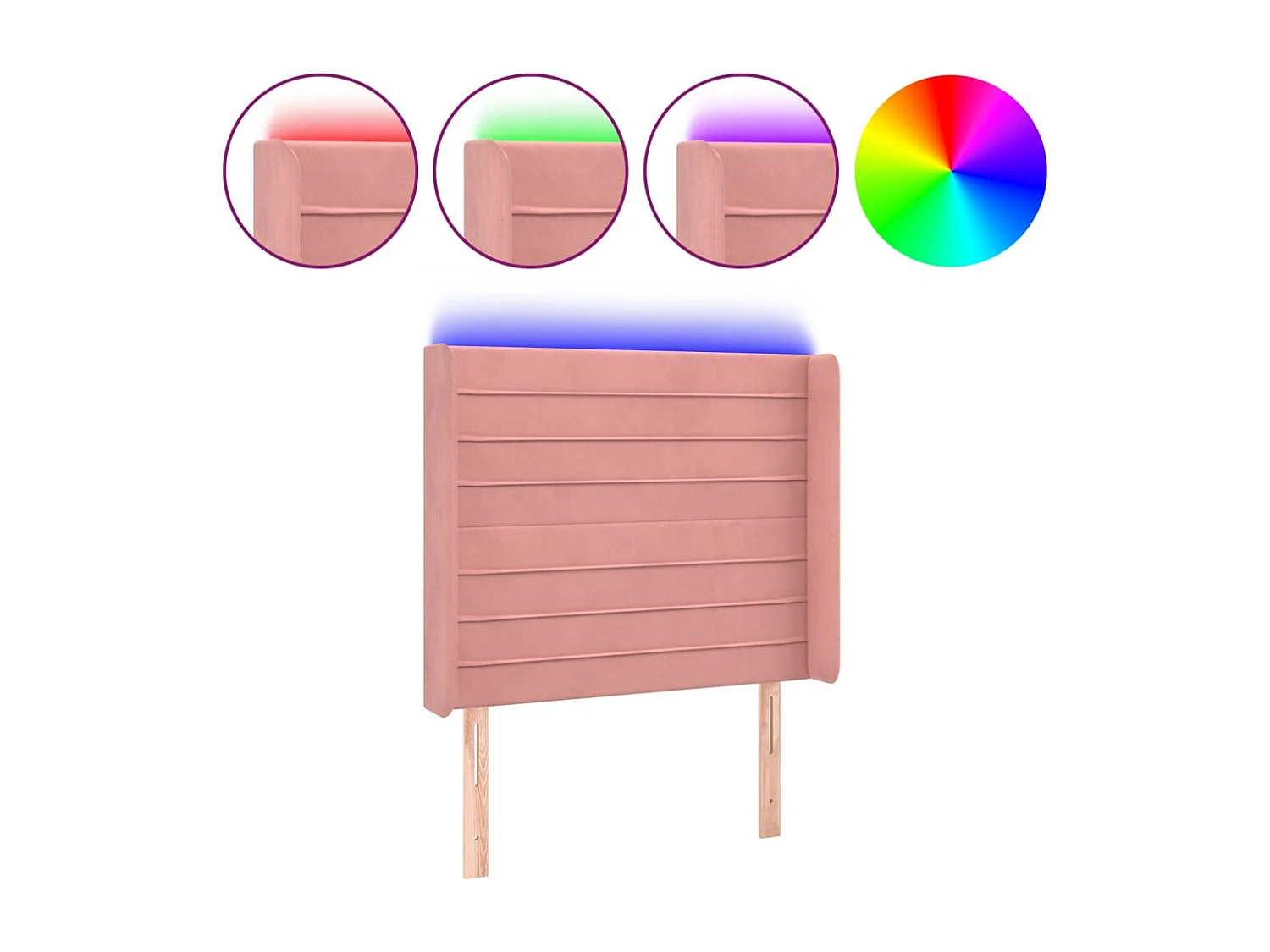 Tête de Lit | Panneau de tête pour lit Moderne à LED Rose 103x16x118/128 cm Velours