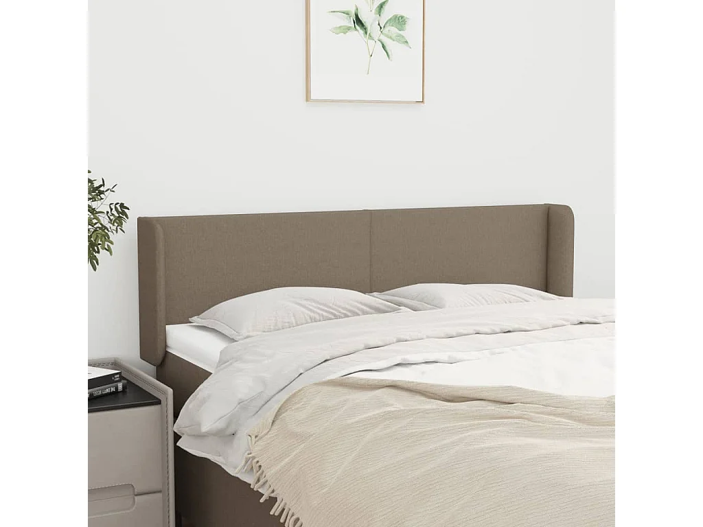 Mueble cabecero | Cabezal de cama | Cabecero de tela gris taupe 147x16x78/88 cm