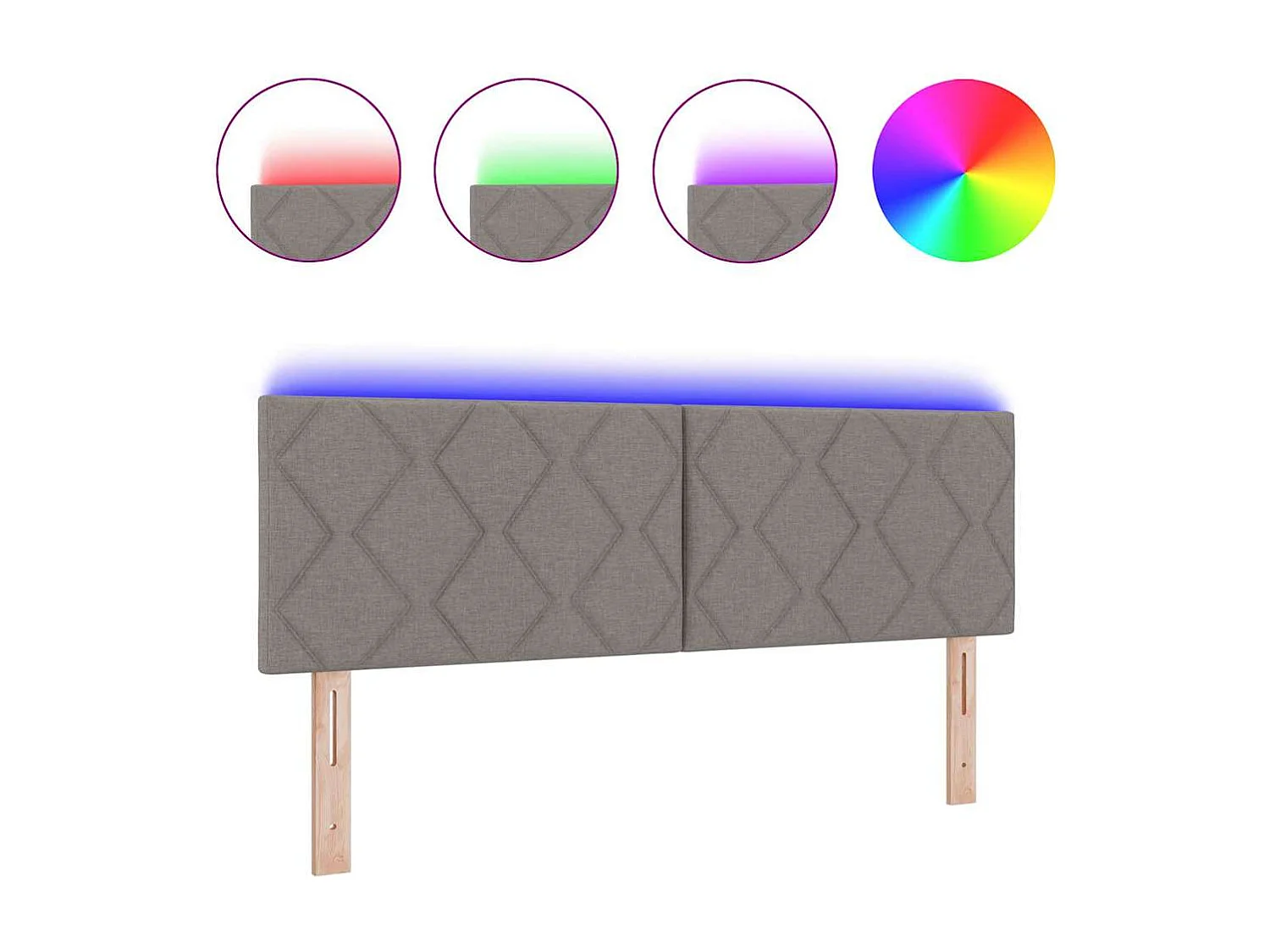 Tête de Lit | Panneau de tête pour lit Moderne avec des lumières à LED Réglable Taupe 160 cm tissu