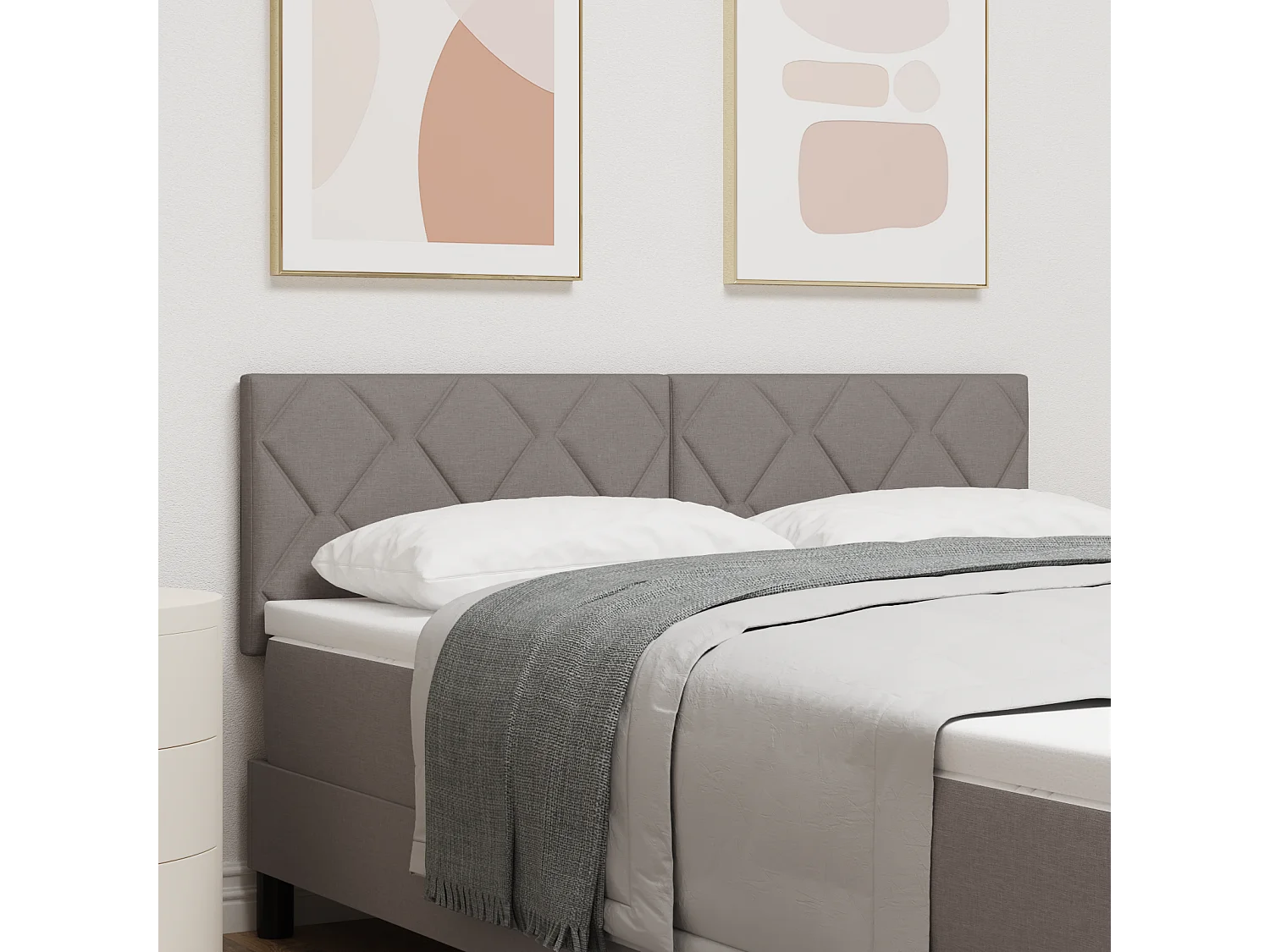 Tête de Lit | Panneau de tête pour lit Moderne avec des lumières à LED Réglable Taupe 160 cm tissu