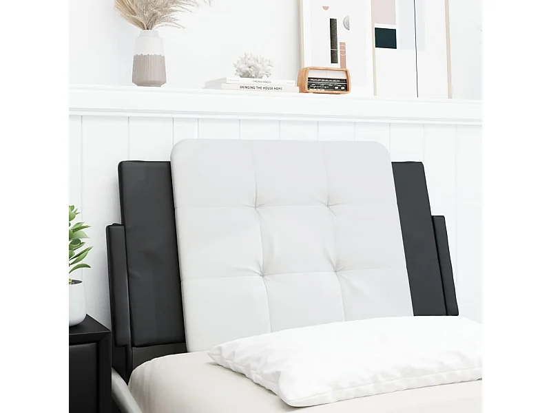 Tête de lit | Coussin de tête de lit | Tête de lit décoratif noir et blanc 80 cm similicuir