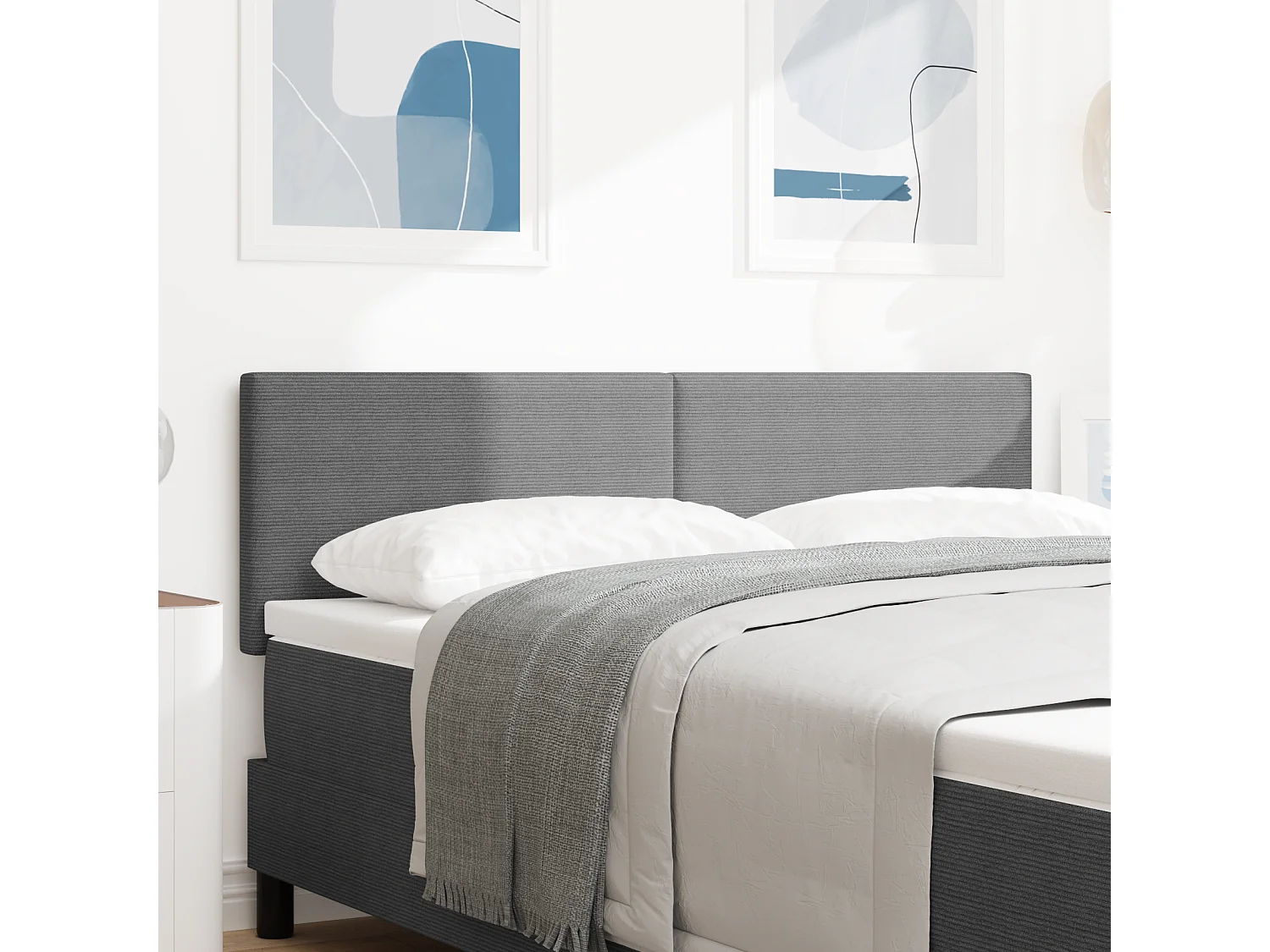 Tête de Lit | Panneau de tête pour lit Moderne avec Tête de Lit | Panneau de tête pour lit Moderne Gris clair 160 cm Tissu côtelé
