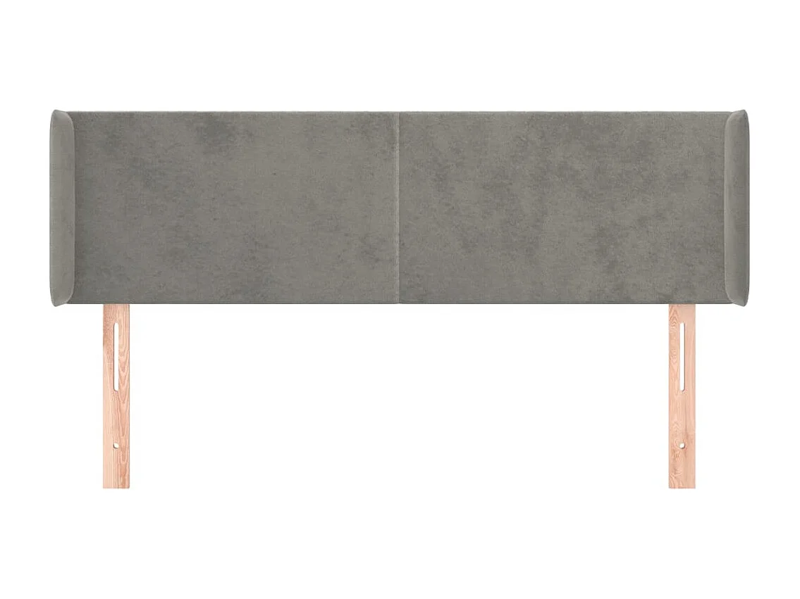 Mueble cabecero | Cabezal de cama | Cabecero de terciopelo gris claro 147x16x78/88 cm