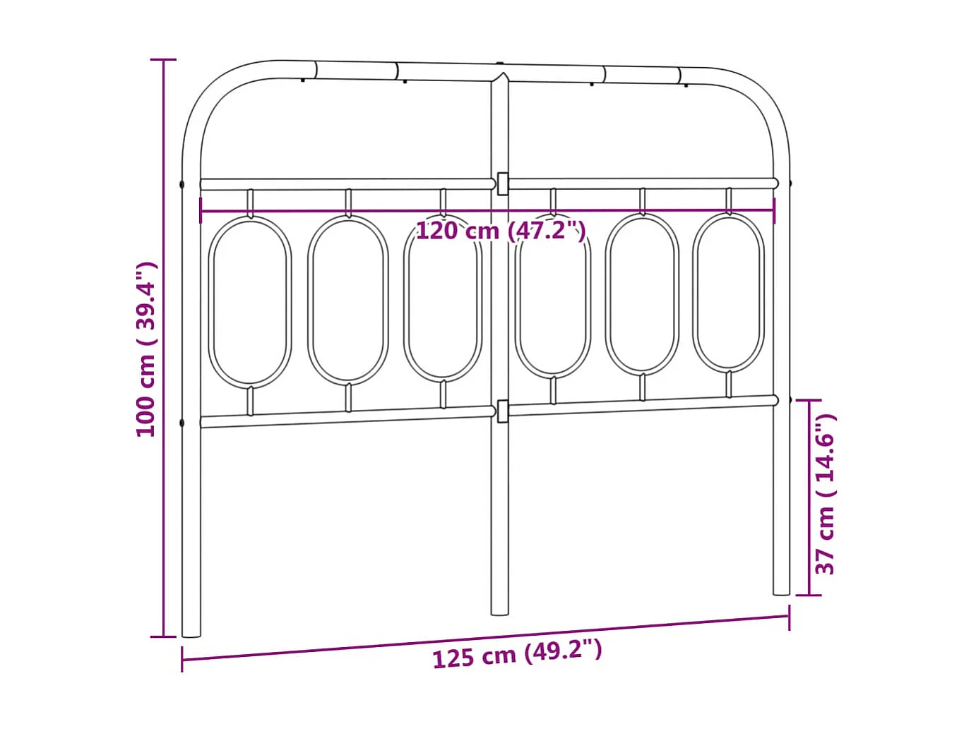Tête de Lit | Panneau de tête pour lit Moderne métal blanc 120 cm