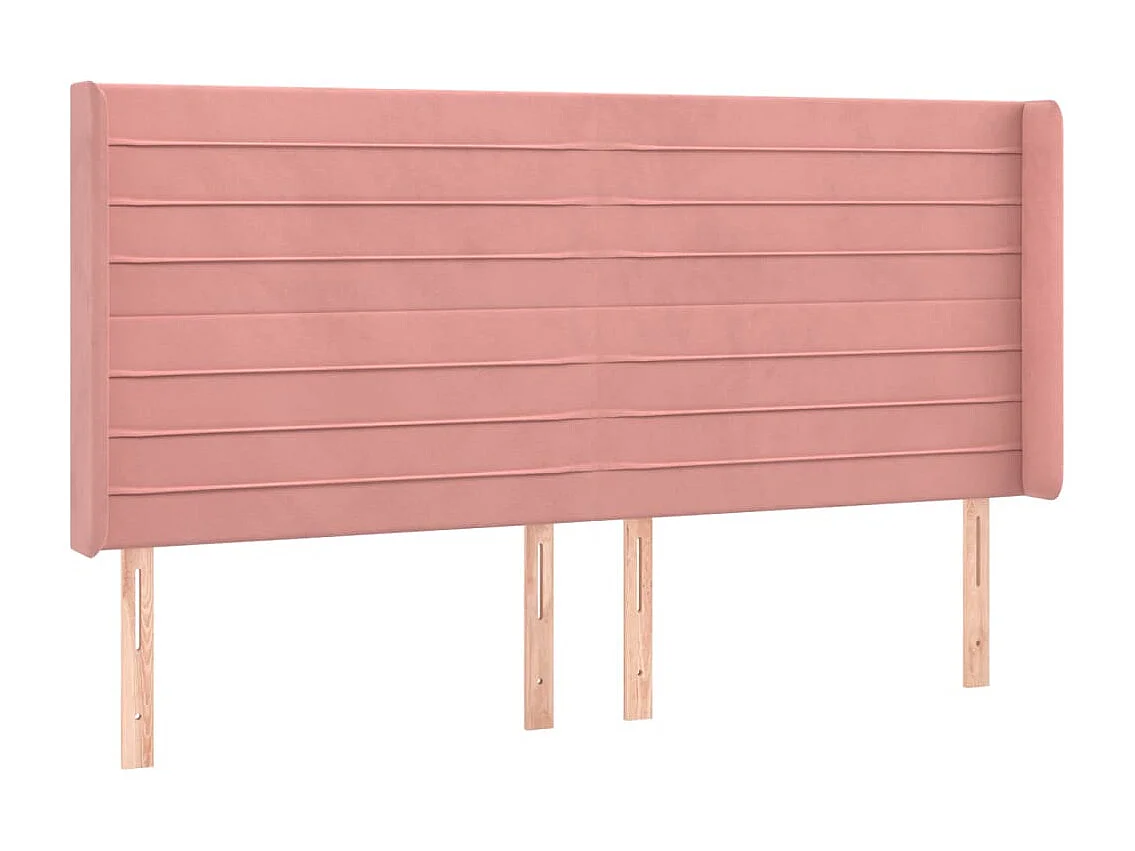 Tête de Lit | Panneau de tête pour lit Moderne avec oreilles Rose 203x16x118/128 cm Velours