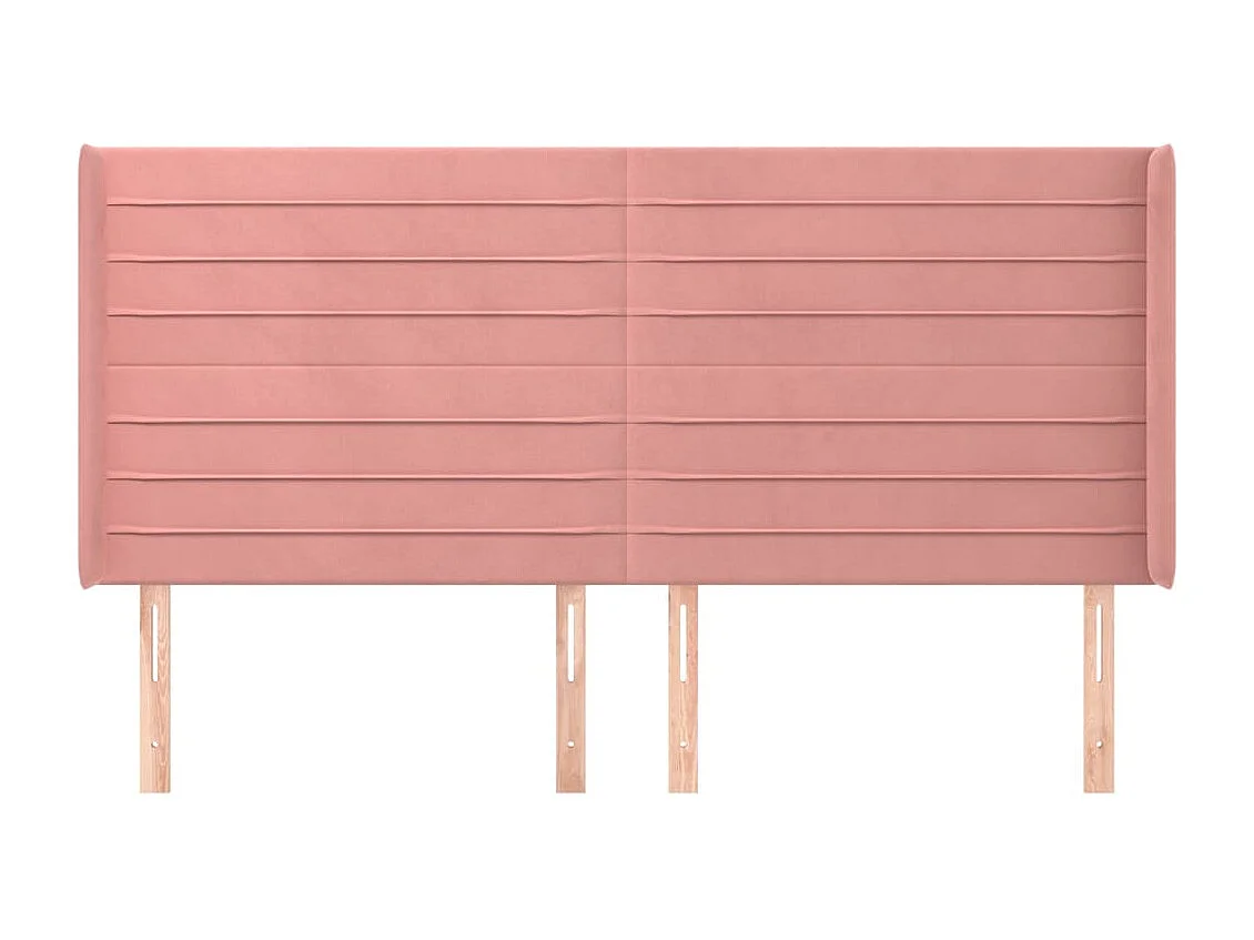 Tête de Lit | Panneau de tête pour lit Moderne avec oreilles Rose 203x16x118/128 cm Velours