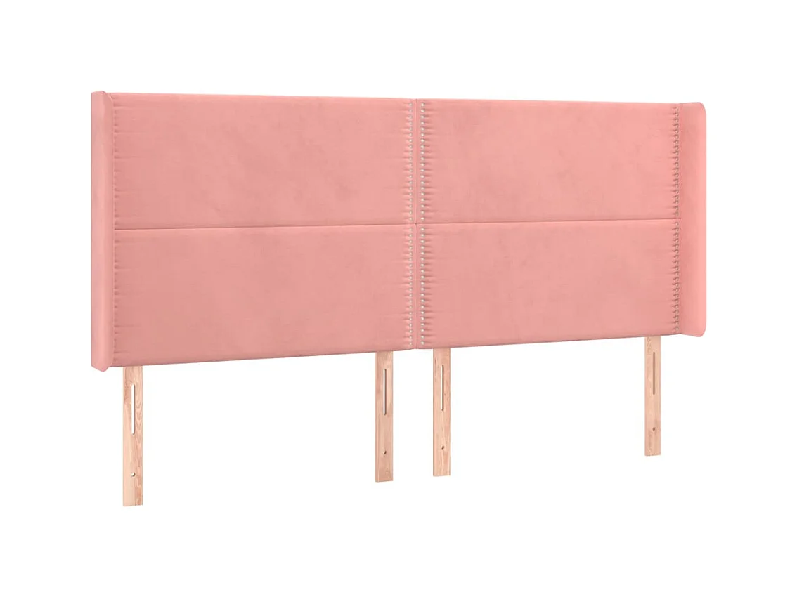 Tête de Lit | Panneau de tête pour lit Moderne à LED Rose 183x16x118/128 cm Velours