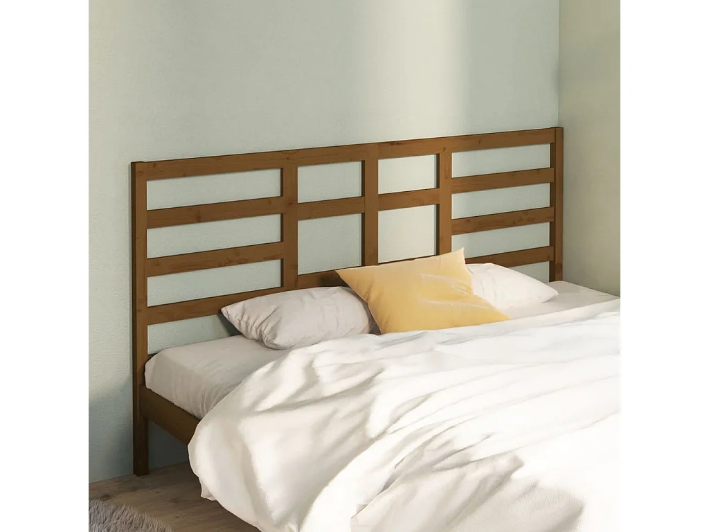 Tête de Lit | Panneau de tête pour lit Moderne Marron miel 206x4x104 cm Bois massif de pin