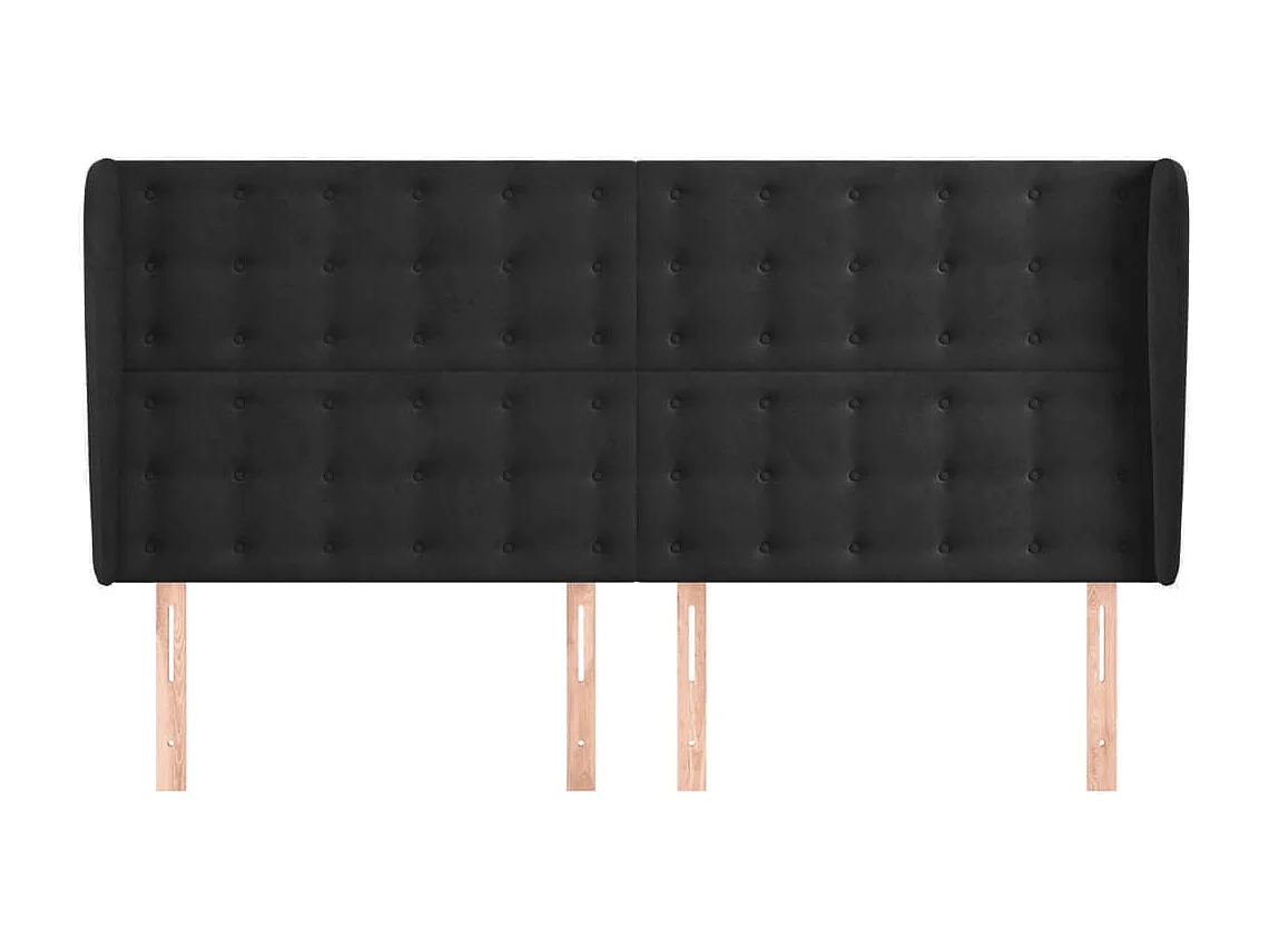 Cabecero | Cabezal de Cama | Mueble cabecero con orejas de terciopelo gris claro 183x23x118/128 cm