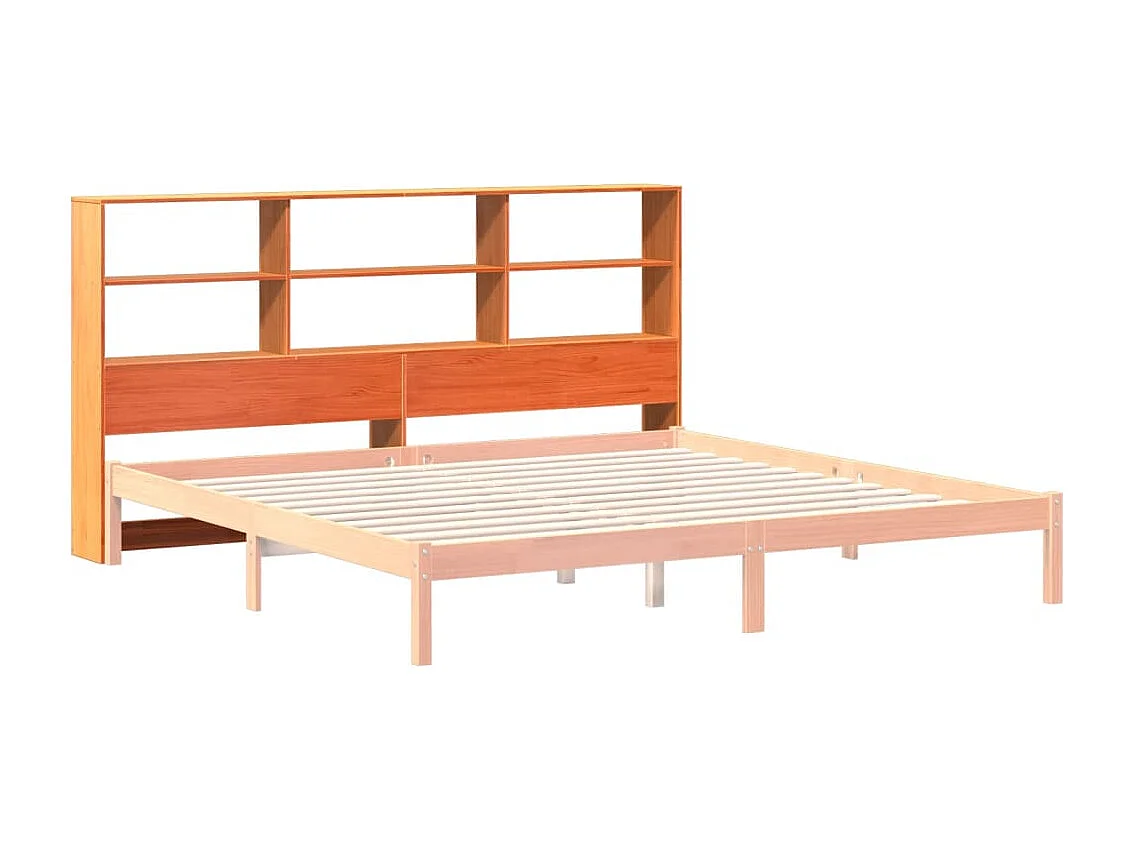 Cabecero de Cama | Cabezal de cama | Mueble de cabecero almacenaje madera maciza pino marrón 200 cm