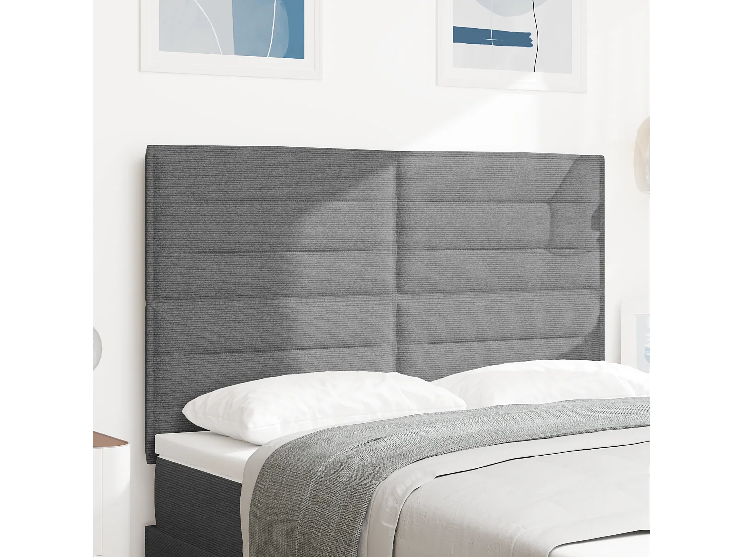 Tête de Lit | Panneau de tête pour lit Moderne avec Tête de Lit | Panneau de tête pour lit Moderne Gris clair 140 cm Tissu côtelé