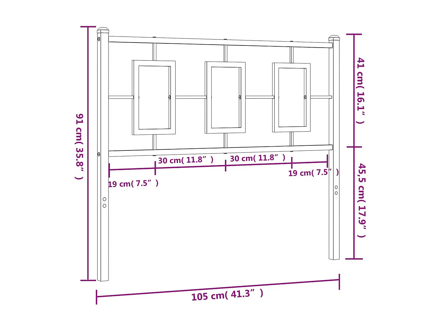 Tête de Lit | Panneau de tête pour lit Moderne métal blanc 100 cm