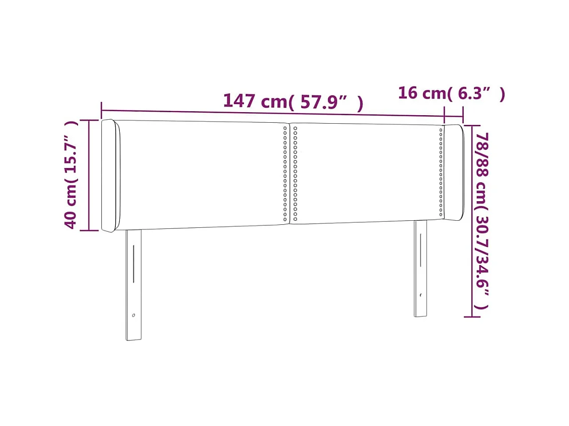 Cabecero | Cabezal de Cama | Mueble cabecero con LED cuero sintético capuchino 147x16x78/88 cm