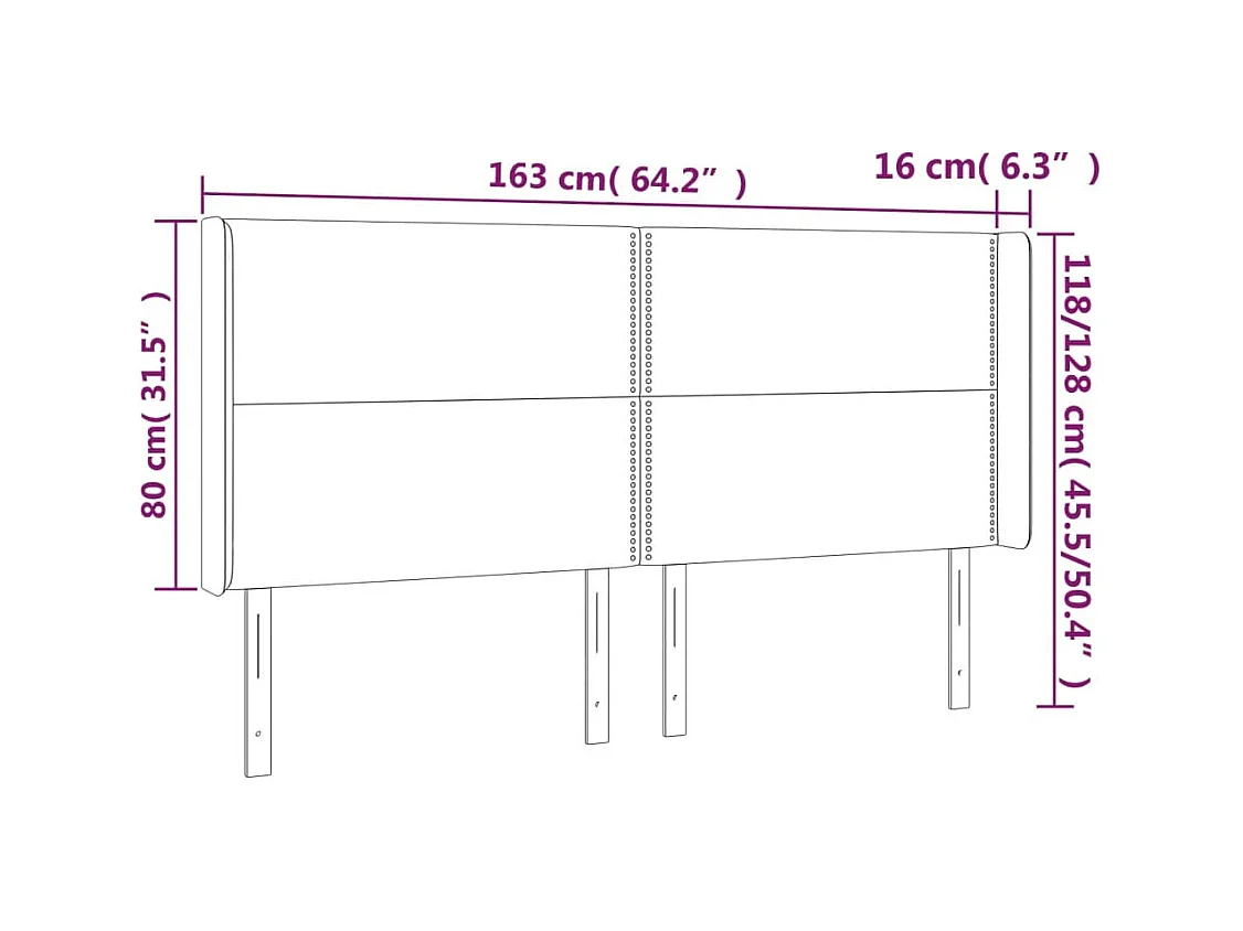 Mueble cabecero | Cabezal de cama | Cabecero con LED de tela negro 163x16x118/128 cm