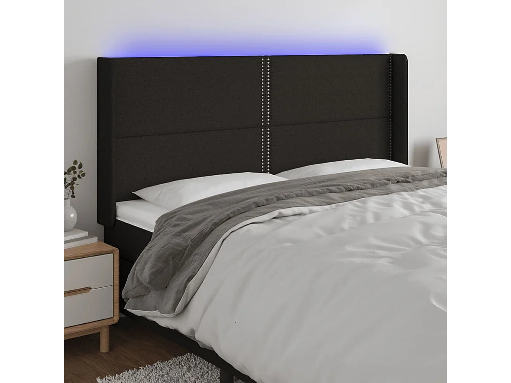 Hoofdbord | Hoofdeinde LED 163x16x118/128 cm stof zwart