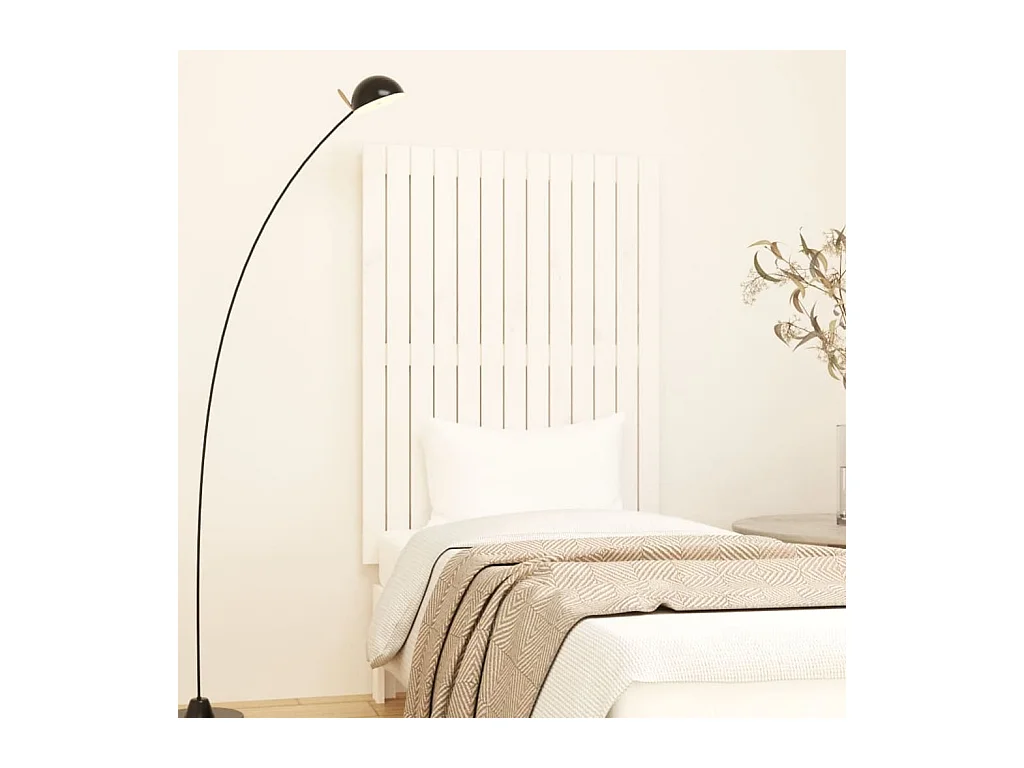 Cabecero de Cama | Cabezal de cama | Mueble de cabecero pared madera maciza pino blanco 82,5x3x110 cm