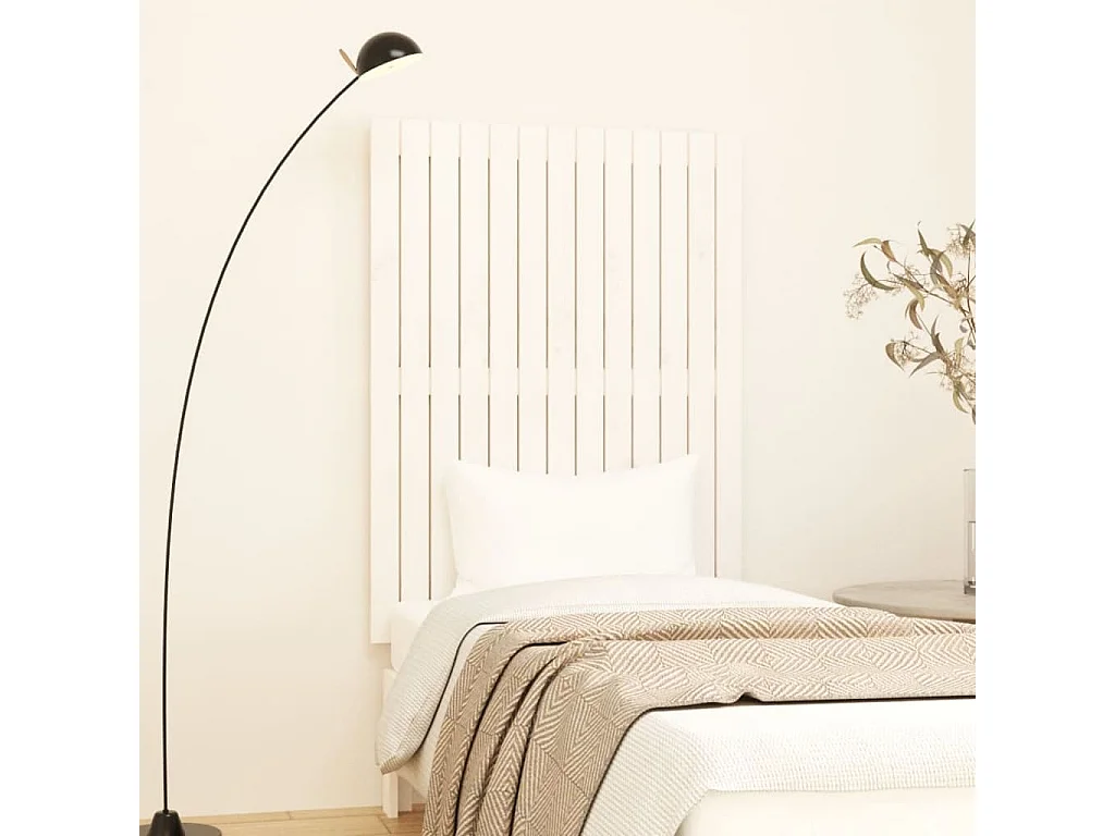 Tête de lit murale | Panneau de tête pour lit Moderne  Blanc 82,5x3x110 cm Bois massif de pin