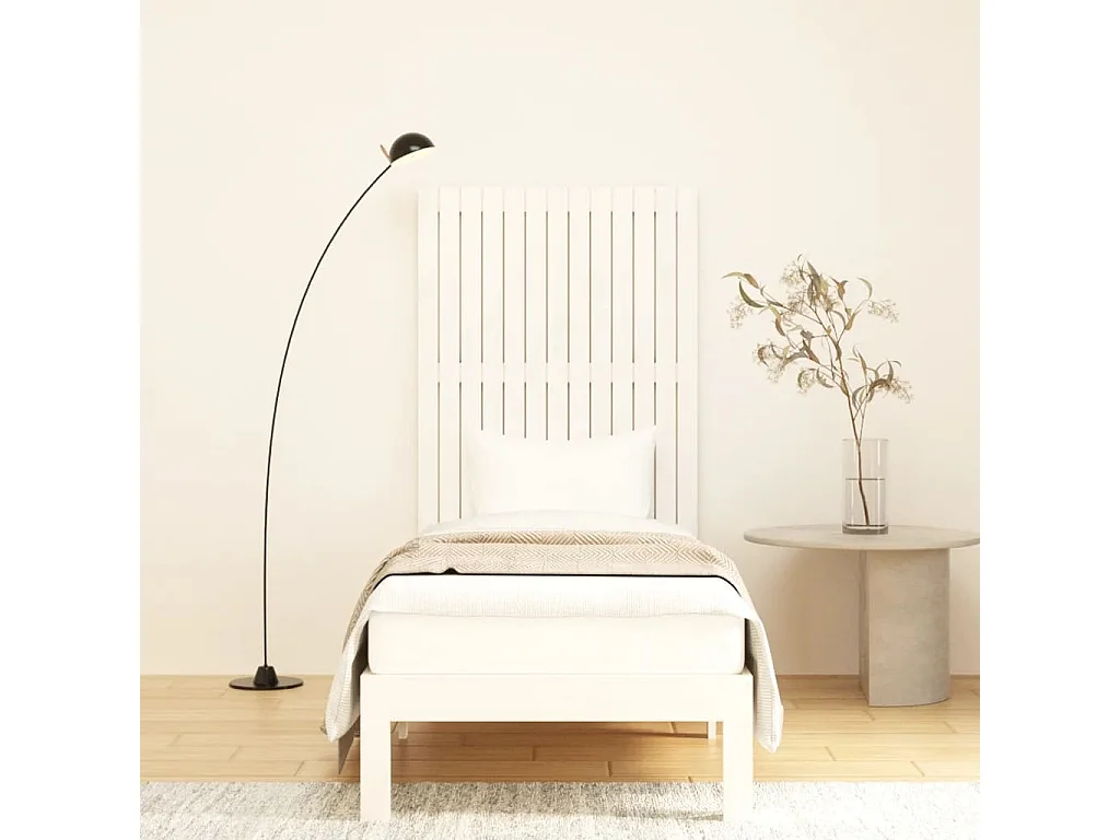 Tête de lit murale | Panneau de tête pour lit Moderne  Blanc 82,5x3x110 cm Bois massif de pin