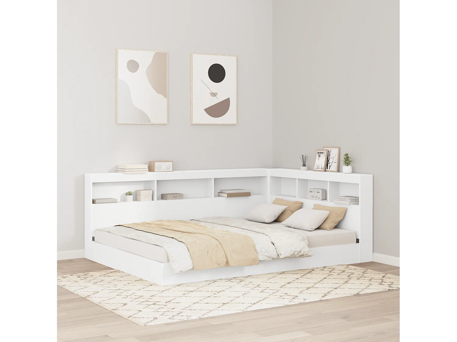 Tête de Lit de rangement | Panneau de tête pour lit Blanc 135 cm Bois d'ingénierie