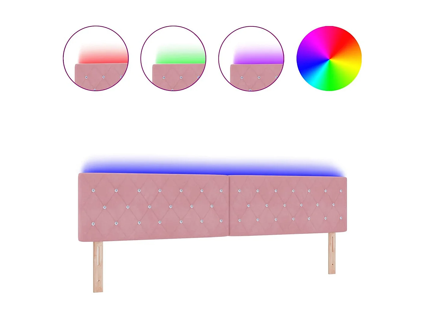 Mueble cabecero | Cabecero | Cabezal de cama LED con luces de tiras LED Rosa 100 cm Terciopelo
