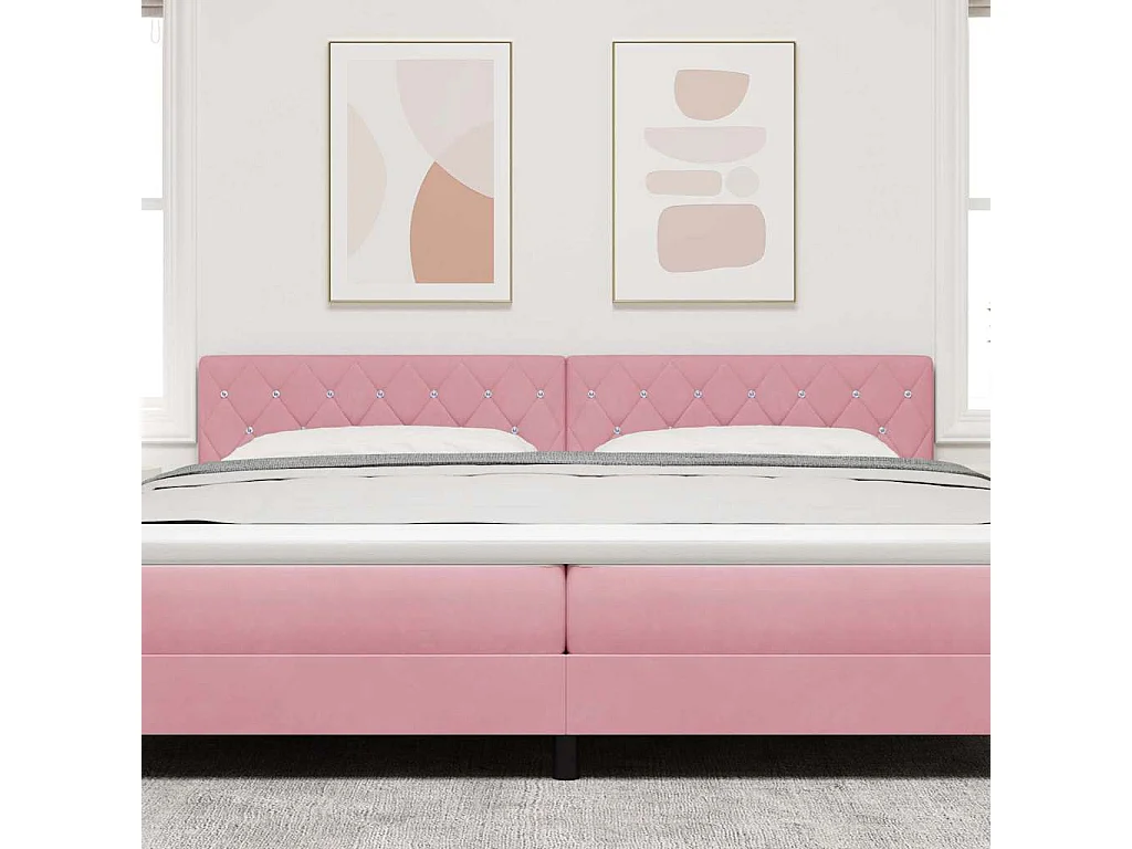 Mueble cabecero | Cabecero | Cabezal de cama LED con luces de tiras LED Rosa 100 cm Terciopelo