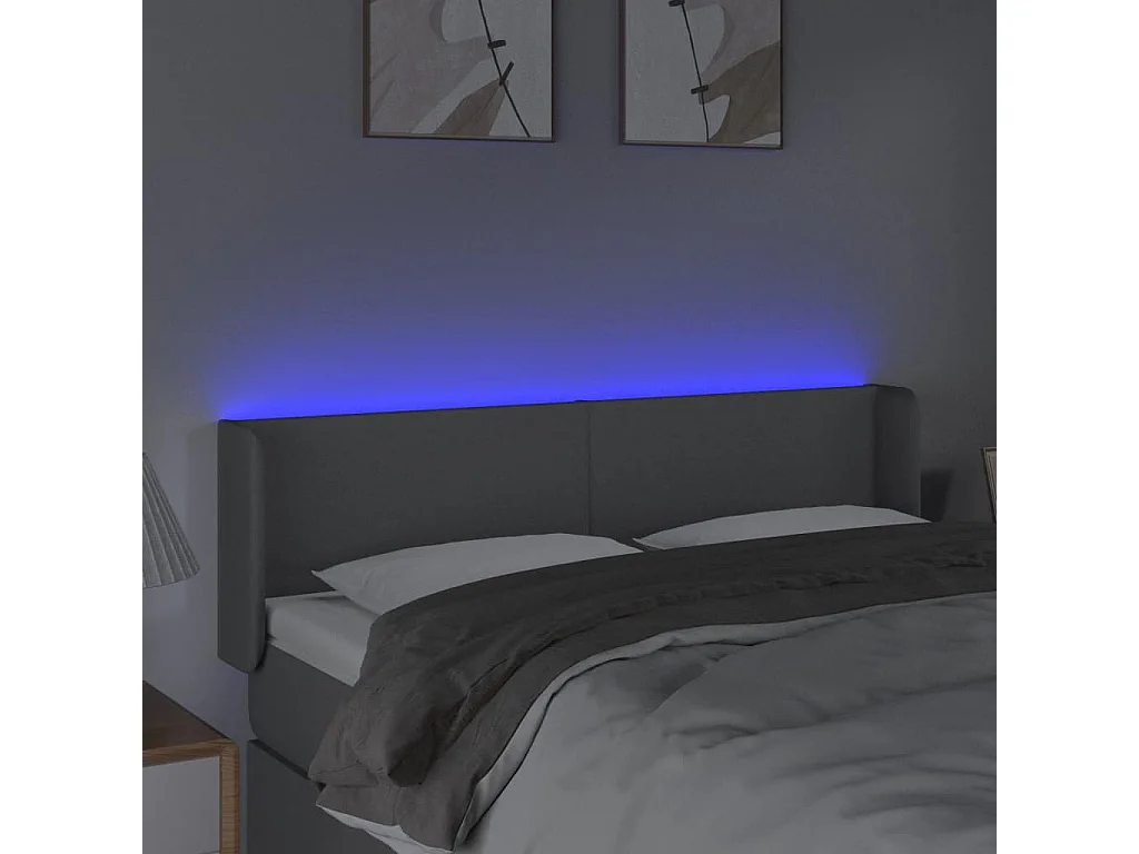 Hoofdbord | Hoofdeinde LED 147x16x78/88 cm stof lichtgrijs