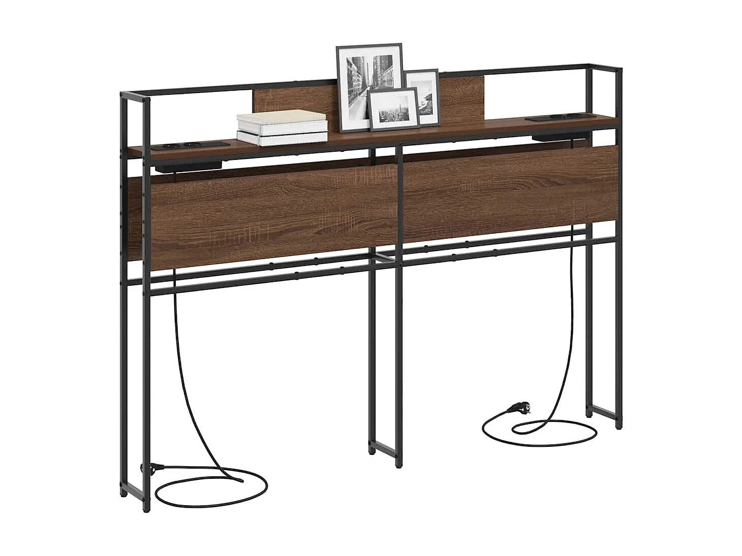 Mueble cabecero con almacenamiento | Cabecera de almacenamiento con estante Marrón roble 120 cm