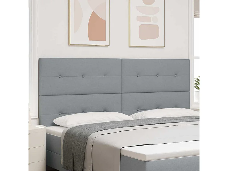 Mueble cabecero | Cabecero | Cabezal de cama LED con luces de tiras LED Gris claro 200 cm tela