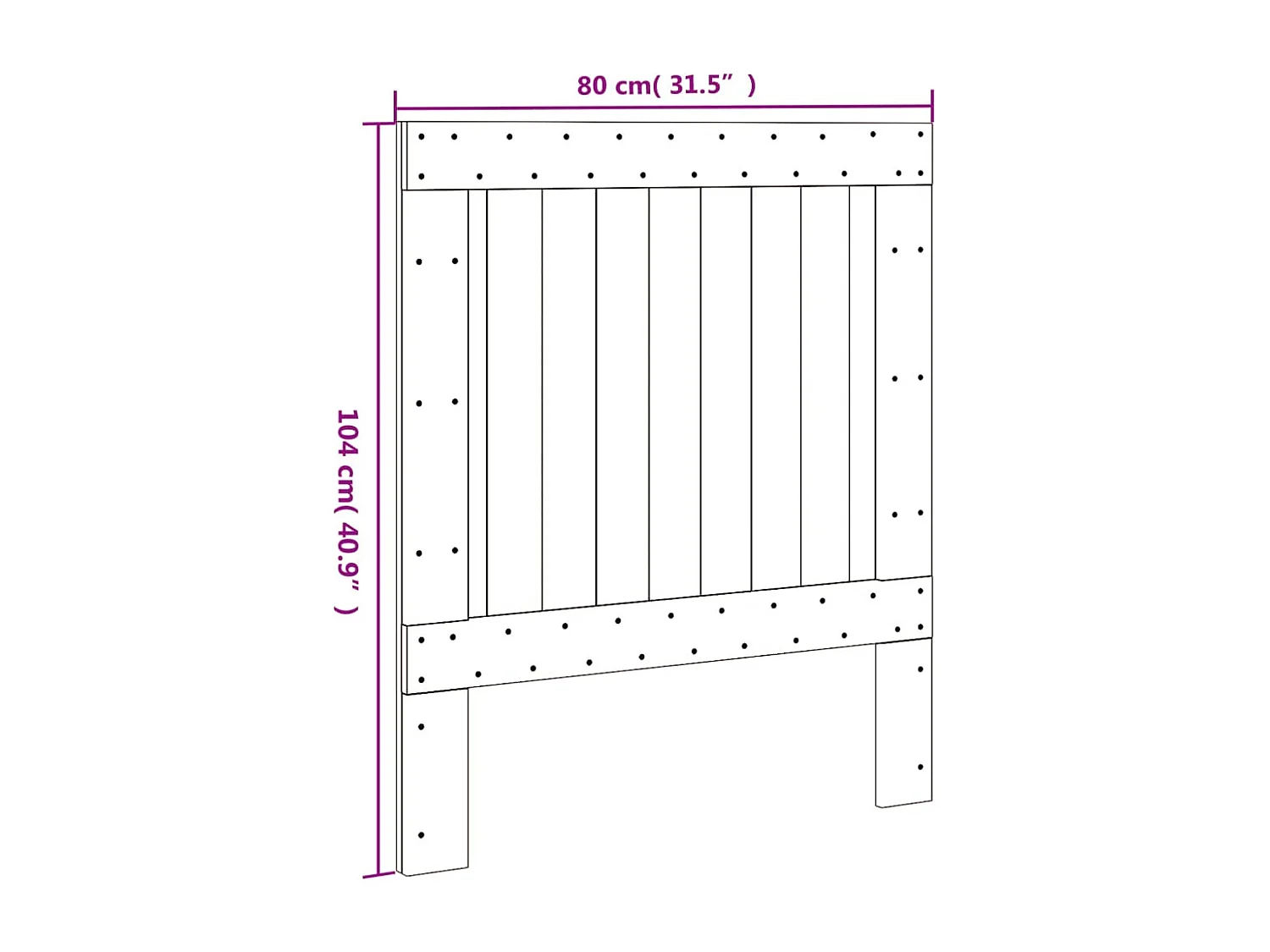 Hoofdbord | Hoofdeinde 80x104 cm massief grenenhout