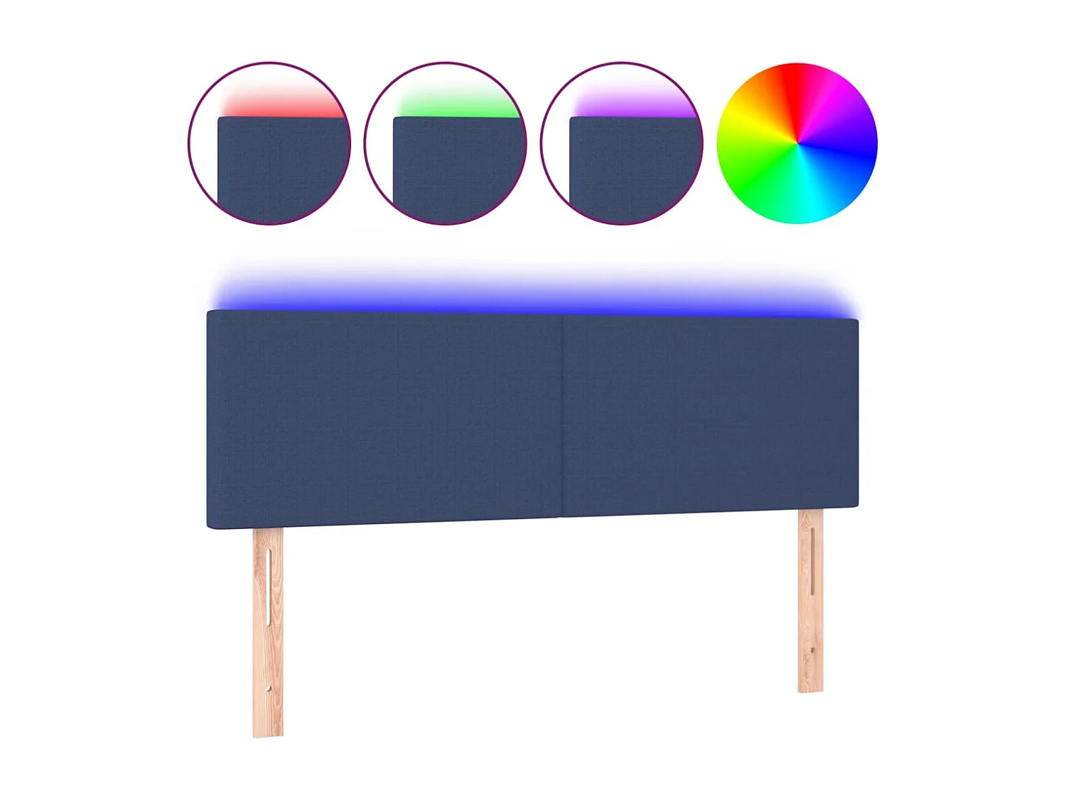 Hoofdbord | Hoofdeinde LED 144x5x78/88 cm stof blauw