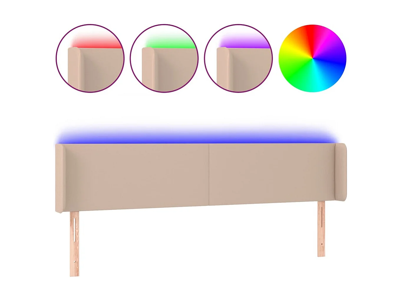 Hoofdbord | Hoofdeinde LED 183x16x78/88 cm kunstleer cappuccinokleurig
