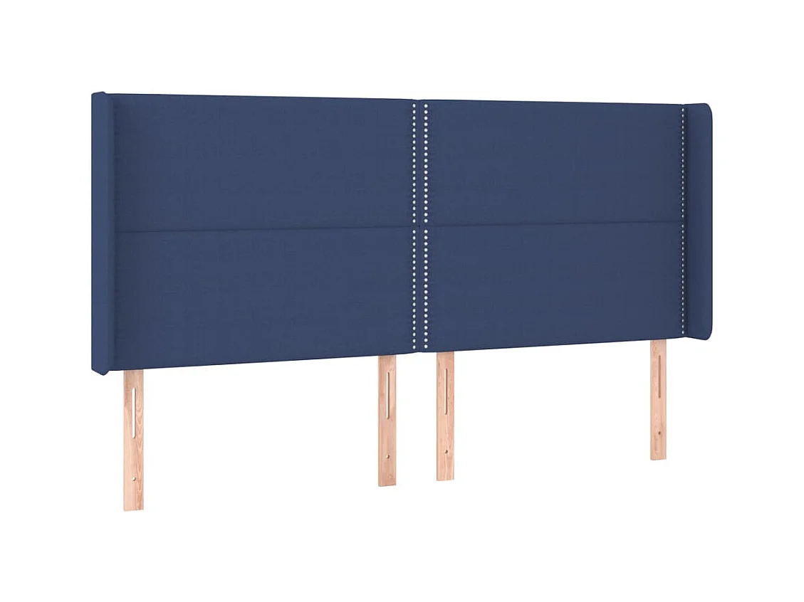 Tête de Lit | Panneau de tête pour lit Moderne avec oreilles Bleu 183x16x118/128 cm Tissu