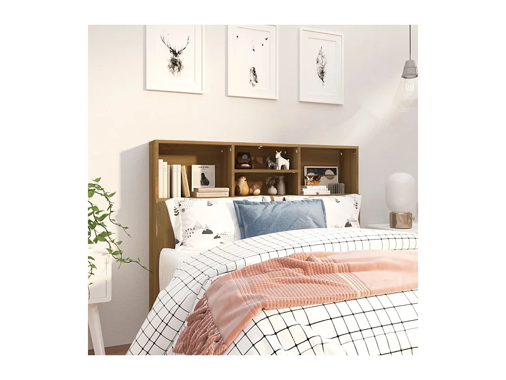 Cabecero de Cama | Cabezal de Cama | Mueble cabecero marrón roble 120x19x103,5 cm