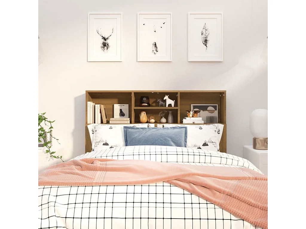 Tête de Lit avec rangement | Armoire de tête de lit Chêne marron 120x19x103,5 cm