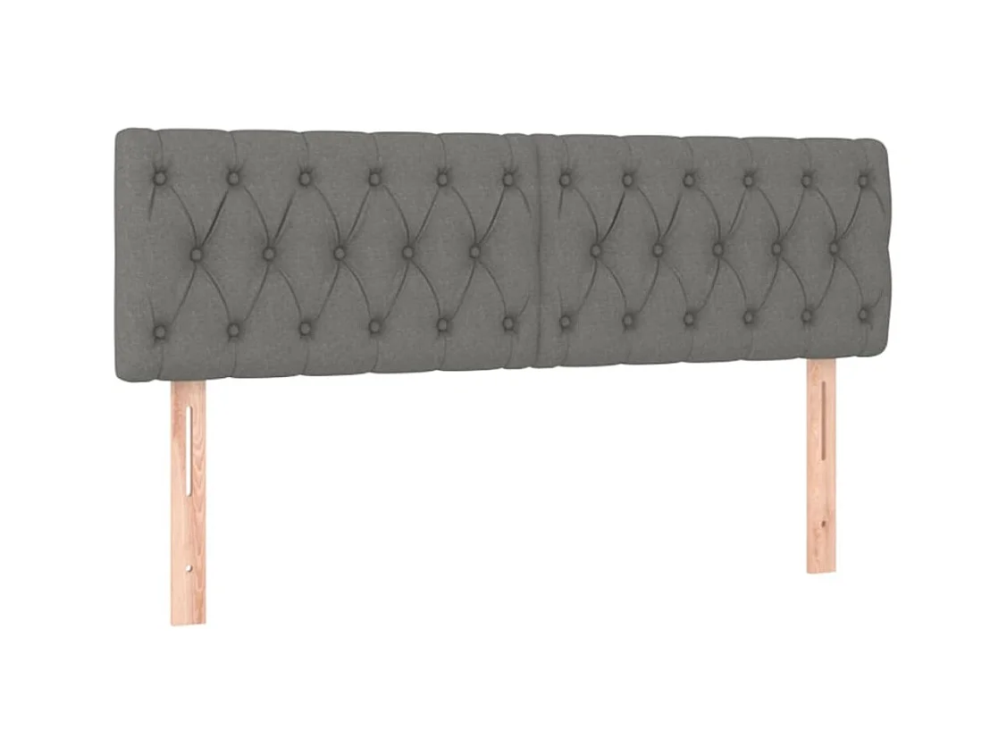 Mueble cabecero | Cabezal de cama | Cabecero con LED de tela gris oscuro 144x7x78/88 cm