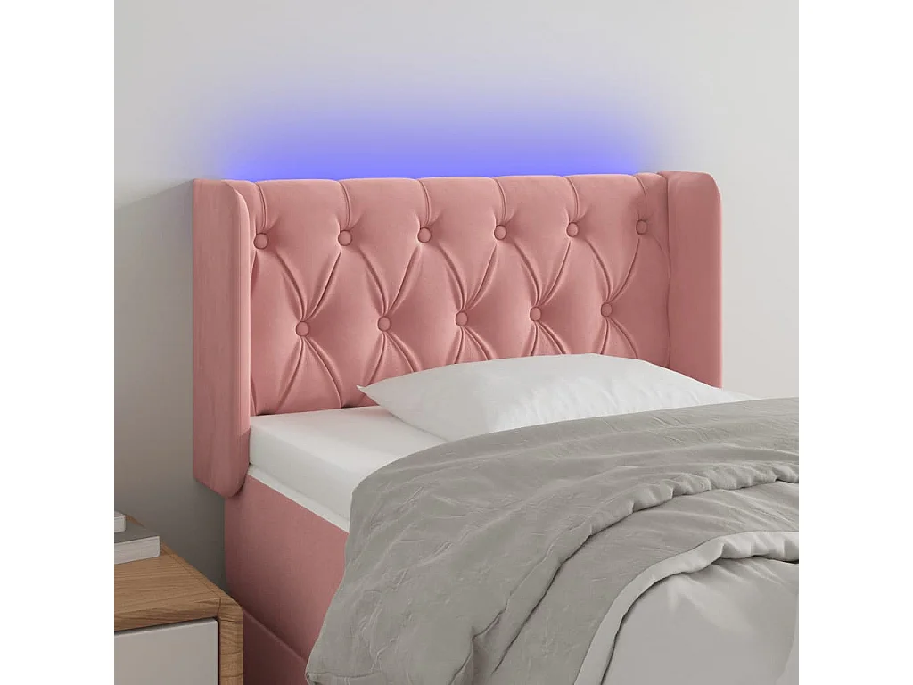 Hoofdbord | Hoofdeinde LED 83x16x78/88 cm fluweel roze