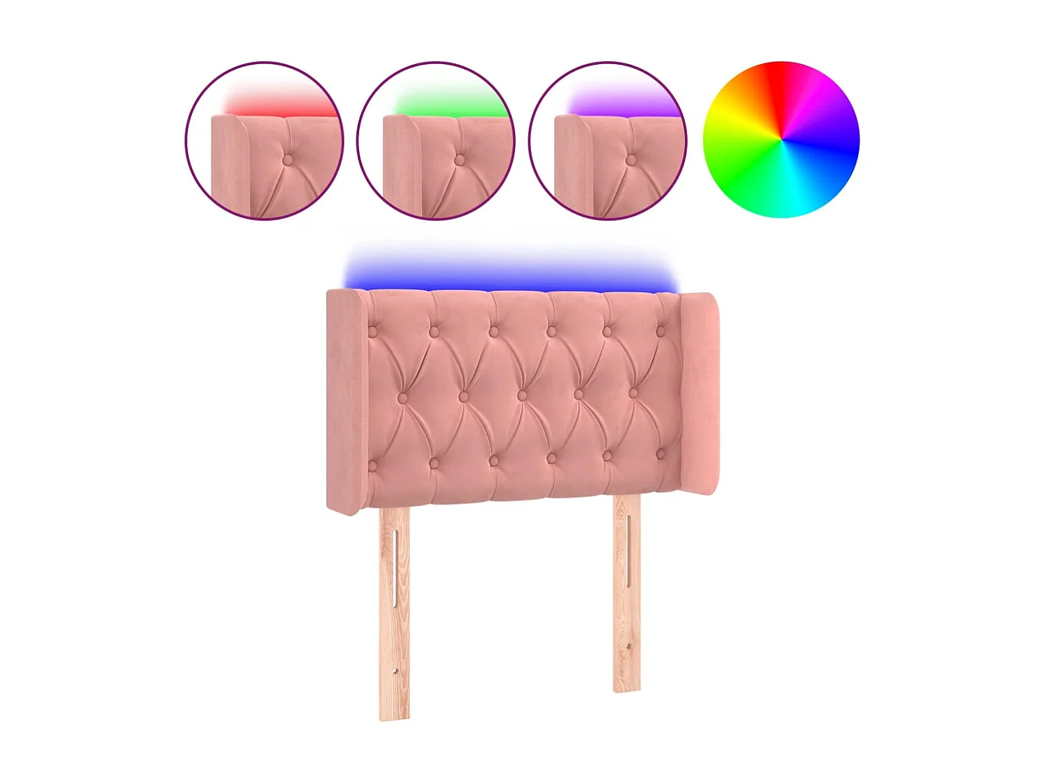 Hoofdbord | Hoofdeinde LED 83x16x78/88 cm fluweel roze