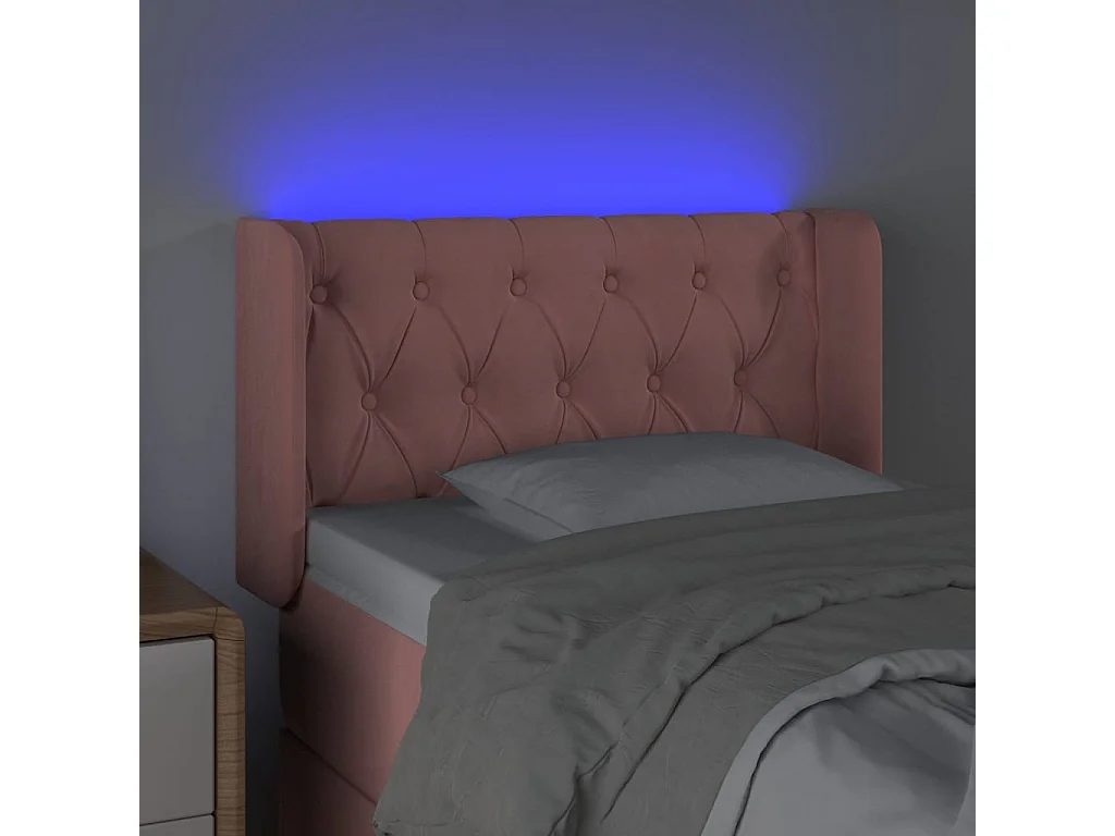 Hoofdbord | Hoofdeinde LED 83x16x78/88 cm fluweel roze