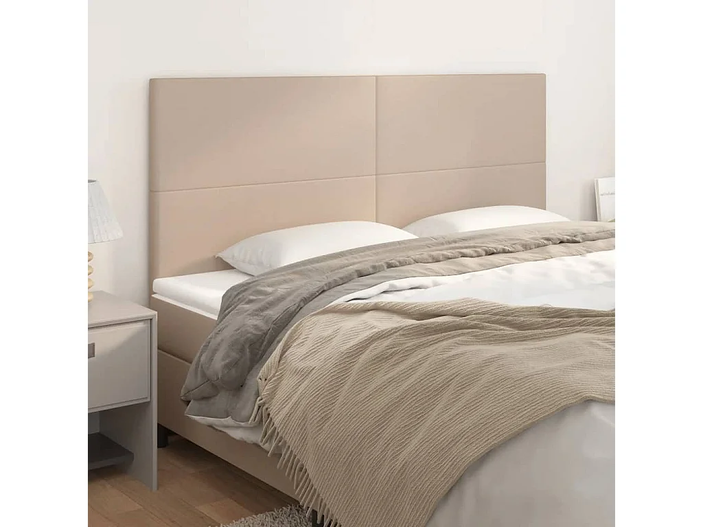Têtes de lit | Panneaux de tête pour lit Moderne 4 pcs Cappuccino 90x5x78/88 cm Similicuir