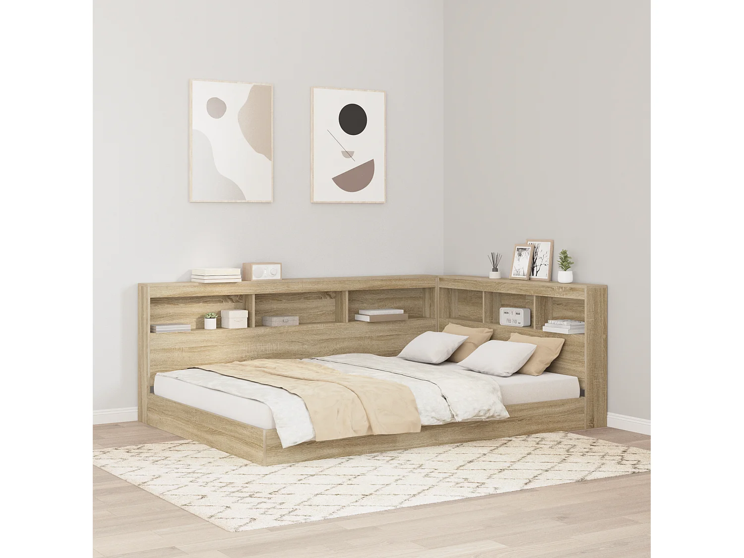 Tête de Lit de rangement | Panneau de tête pour lit Chêne sonoma 135 cm Bois d'ingénierie