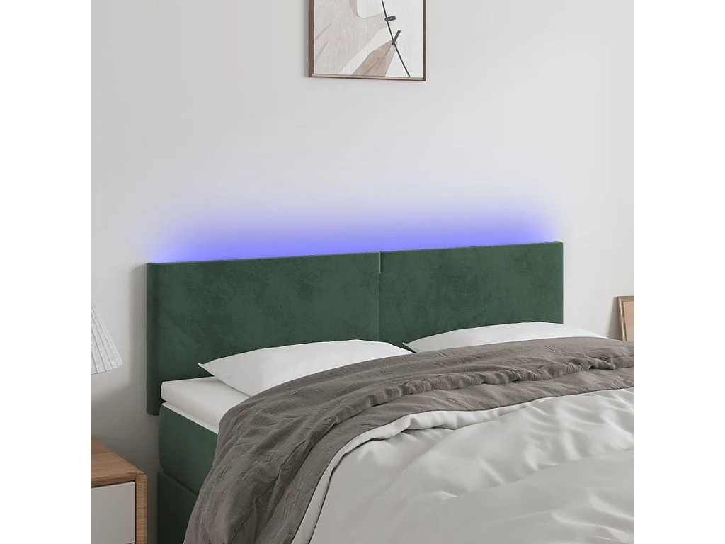 Hoofdbord | Hoofdeinde LED 144x5x78/88 cm fluweel donkergroen