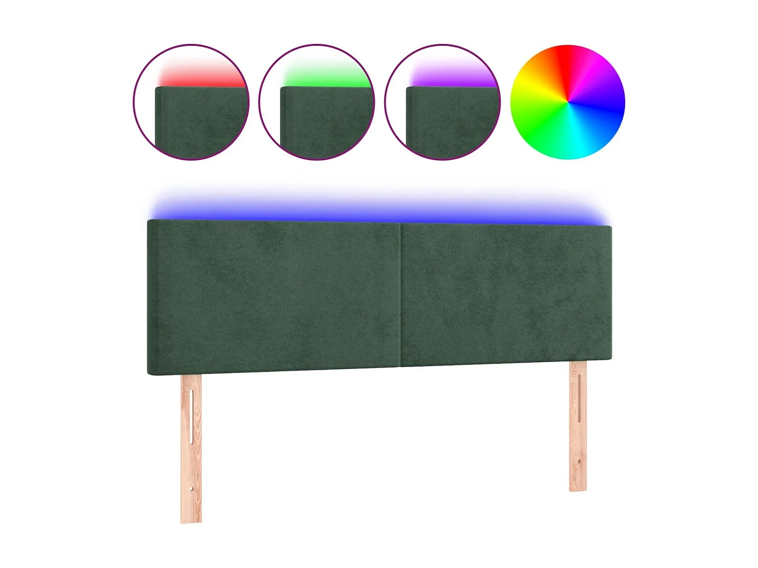 Hoofdbord | Hoofdeinde LED 144x5x78/88 cm fluweel donkergroen